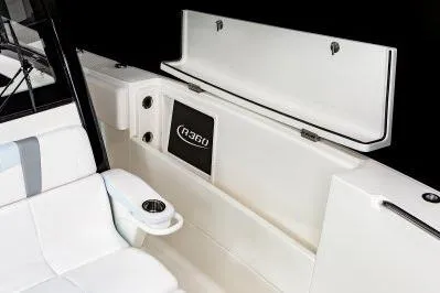 Slide: The Image of 2026 Robalo R360 Center Console interior with seating and storage compartment. - 17