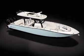 Slide: The Image of 2026 Robalo R360 Center Console boat with sleek design and spacious seating. - 5