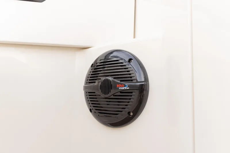 Slide: The Image of Marine speaker on 2014 Sea Ray 240 Sundeck Outboard boat. - 17