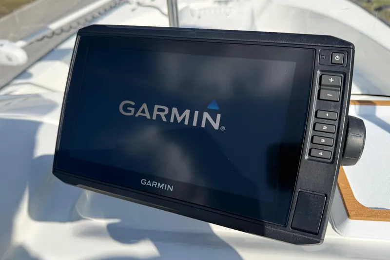 Slide: The Image of Garmin navigation system on 2017 Boston Whaler 210 Montauk boat dashboard. - 16