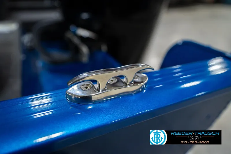 Slide: The Image of Chrome cleat on blue Lund 1675 Adventure SS boat, 2026 model. - 55