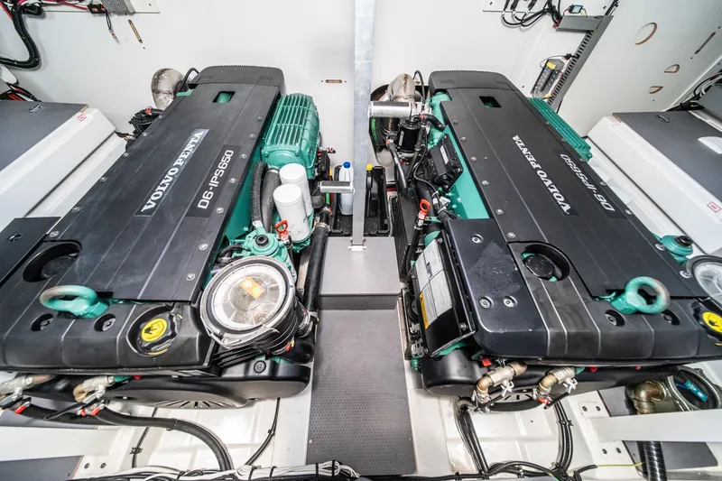 Slide: The Image of Engine room of 2023 Prestige 520 yacht with twin Volvo Penta D6-IPS650 engines. - 61
