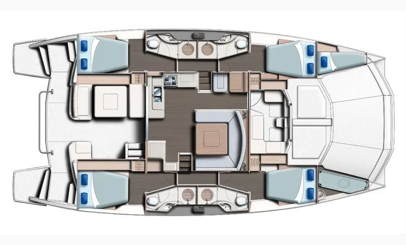 Slide: The Image of Interior of 2016 Leopard 51 Powercat yacht with modern kitchen and seating area. - 16