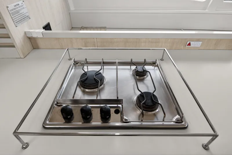 Slide: The Image of Stainless steel stove on 2016 Leopard 51 Powercat yacht kitchen counter. - 78