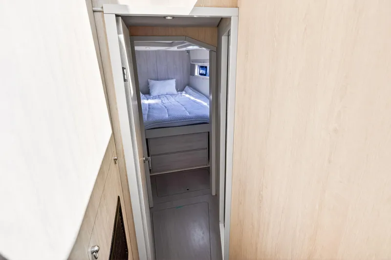 Slide: The Image of Interior cabin view of 2016 Leopard 51 Powercat with cozy bed and modern design. - 91