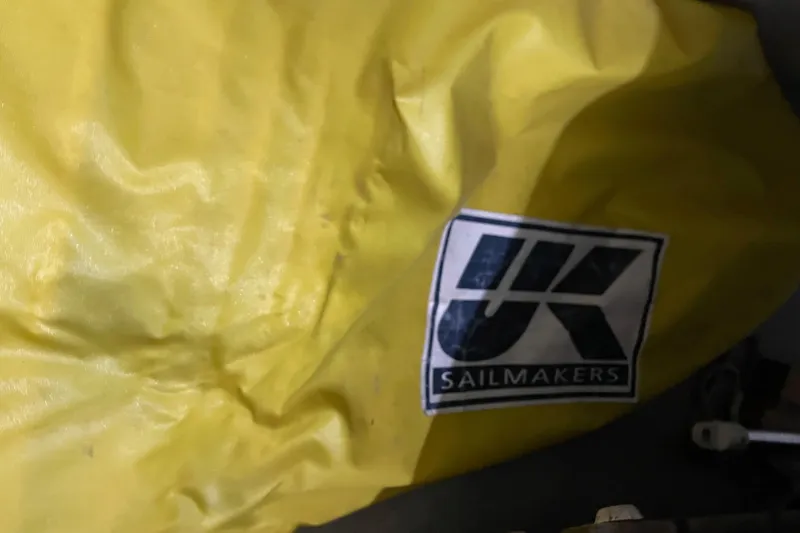 Slide: The Image of Yellow UK Sailmakers bag on Dragonfly 800 Swing Wing, 1992 model. - 60