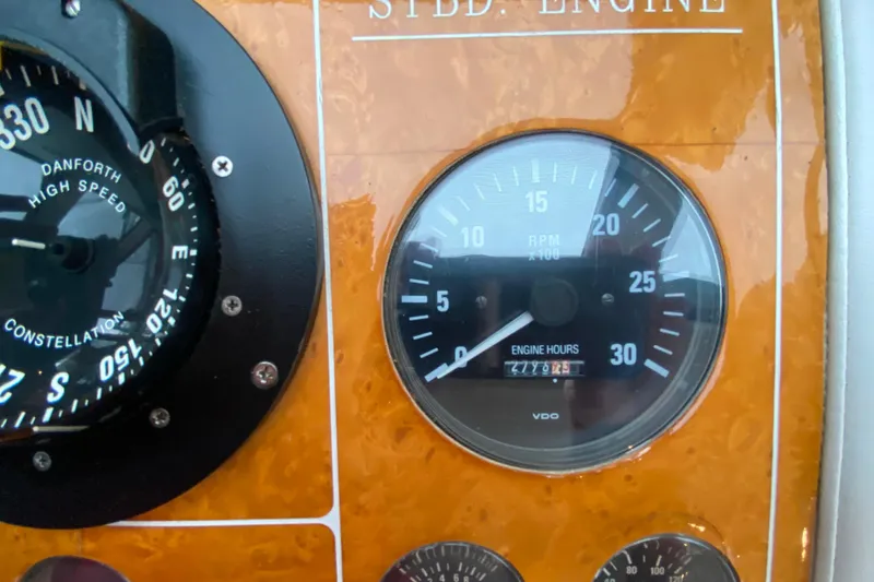 Slide: The Image of Compass 57 dashboard with RPM gauge and Danforth compass, 2001 model. - 21