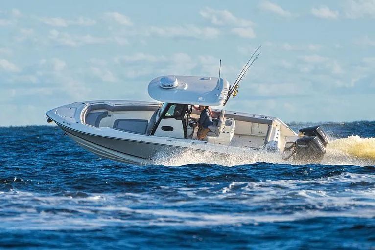 Slide: The Image of Boston Whaler 280 Outrage 2026 with Mercury outboard motor. - 3