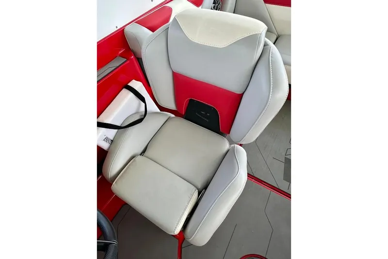 Slide: The Image of 2021 Axis A20 boat seat in red and gray upholstery. - 35