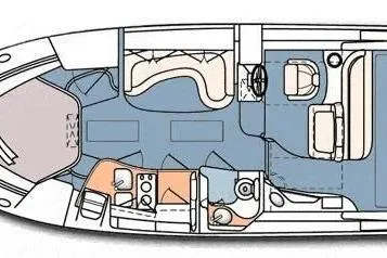 Slide: The Image of Floor plan of 2002 Sea Ray 340 Sundancer boat interior layout. - 70