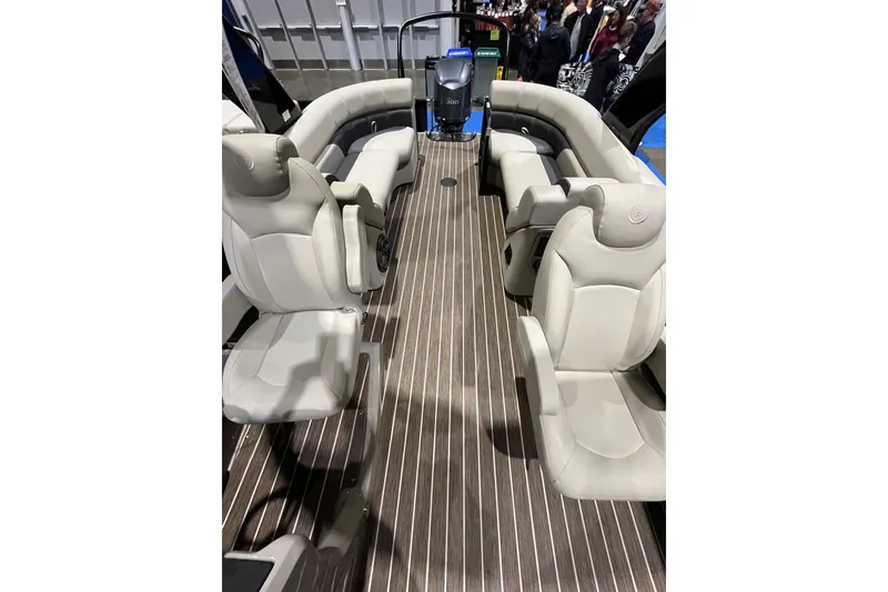 Slide: The Image of 2023 Premier 250 SunSation RF boat interior with luxurious seating and sleek design. - 5