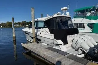 Slide: The Image of 2021 Regal 38 XO yacht interior with sleek design and modern amenities. - 19