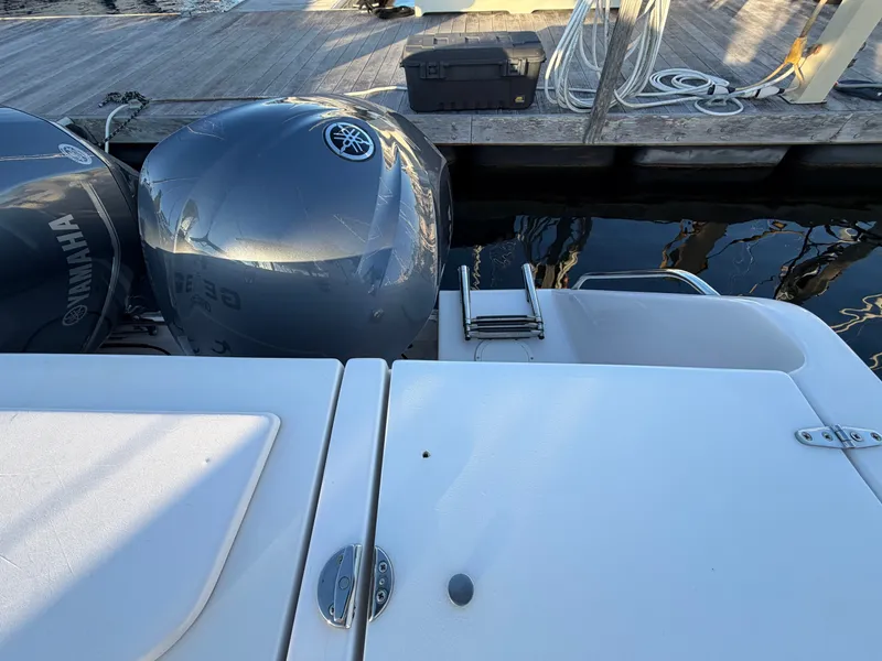 Slide: The Image of Grady-White Express 330 boat with Yamaha engines at dock. - 17