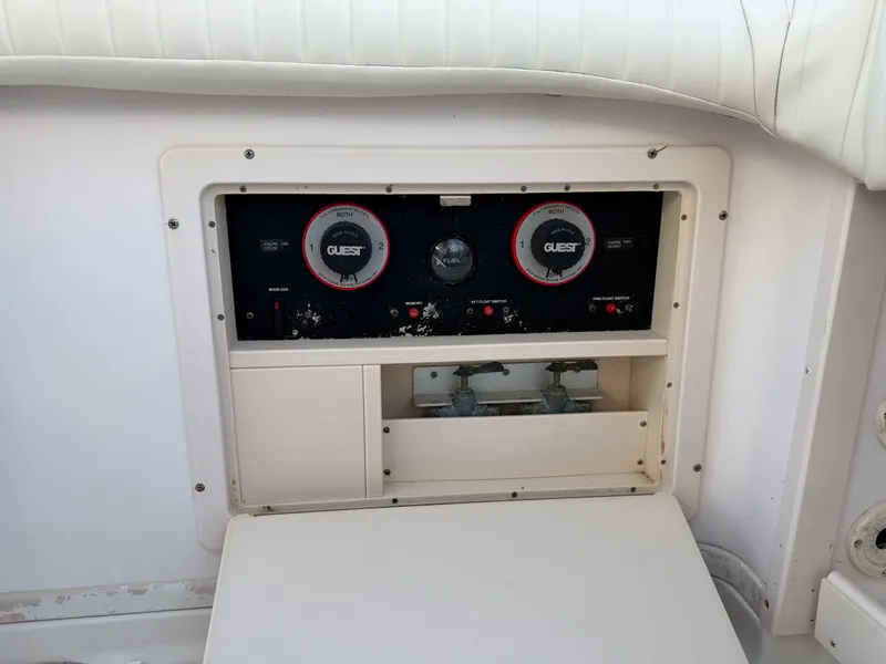 Slide: The Image of Battery switch panel on Grady-White Express 330 boat, year 2004. - 18