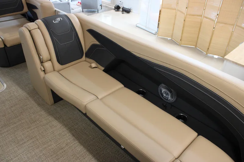 Slide: The Image of Luxurious seating in 2026 Barletta C24U boat with beige upholstery and integrated fan. - 20