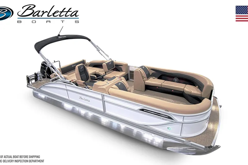 Slide: The Image of 2026 Barletta C24U pontoon boat with luxurious seating and sleek design. - 5