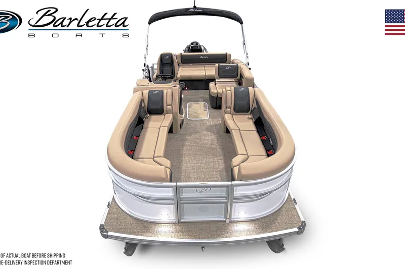 Slide: The Image of 2026 Barletta C24U pontoon boat with luxurious seating and sleek design. - 6
