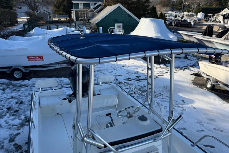 Slide: The Image of Garmin marine radio on 2018 Boston Whaler 190 Montauk dashboard. - 22