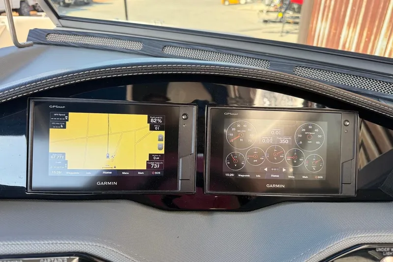 Slide: The Image of Dashboard of 2021 Cobalt R3 Surf with dual Garmin GPS displays. - 11