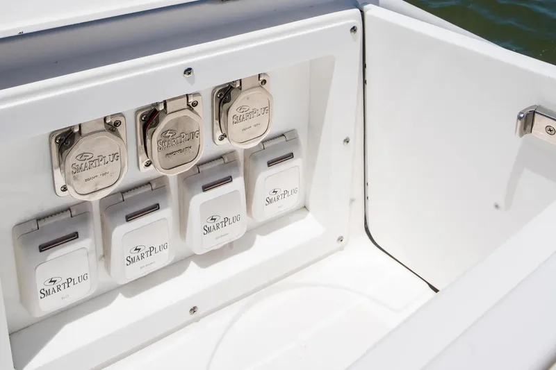 Slide: The Image of SmartPlug outlets on 2026 Edgewater 370CC boat, showcasing modern electrical connections. - 5