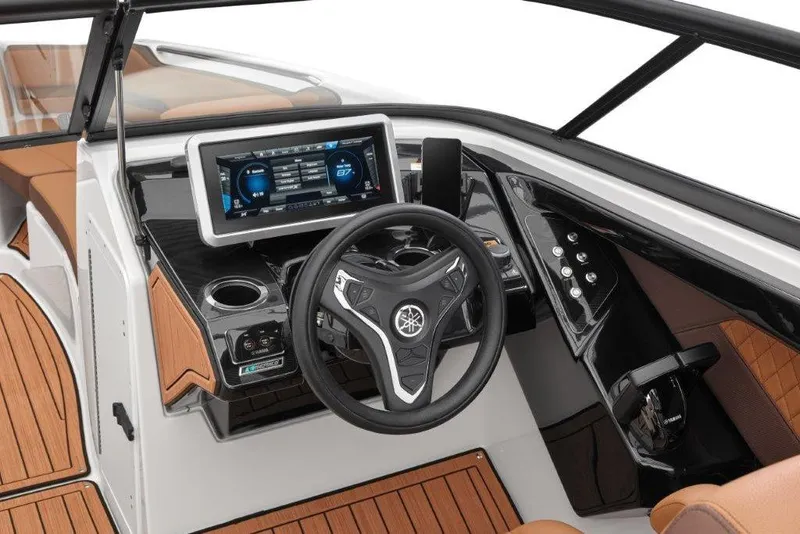 Slide: The Image of 2026 Yamaha Boats 252SD dashboard with advanced controls and sleek design. - 11