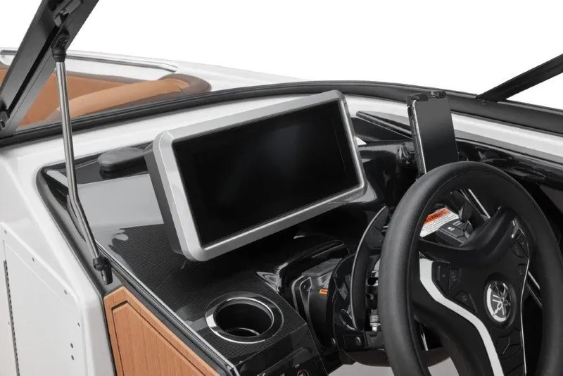 Slide: The Image of 2026 Yamaha Boats 252SD dashboard with touchscreen and steering wheel. - 17