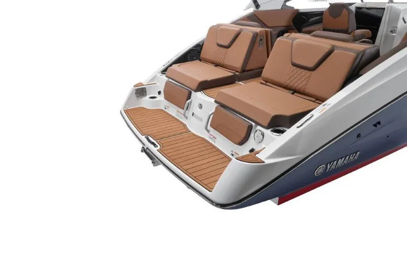 Slide: The Image of 2026 Yamaha Boats 252SD with luxurious seating and sleek design. - 21