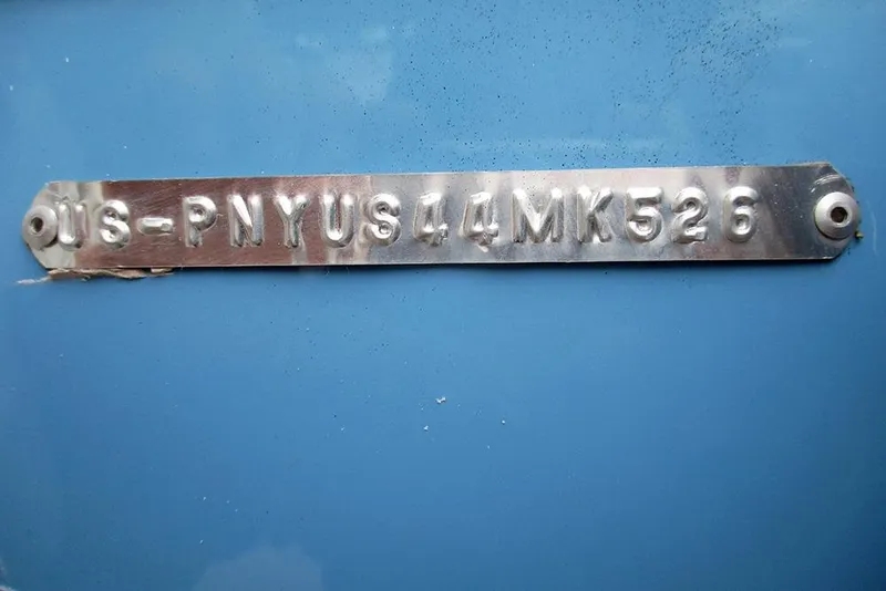 Slide: The Image of Metallic identification plate on blue surface, Stingray 182 SC, 2026 model. - 23