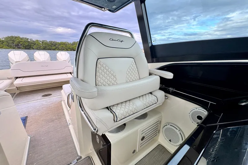 Slide: The Image of Luxurious interior of 2021 Chris-Craft Calypso 35 boat with elegant seating and modern design. - 30