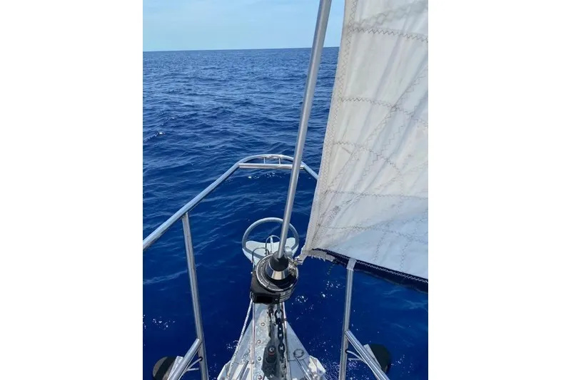 Slide: The Image of Sailing on a 2011 Catalina 355 yacht, open ocean view. - 16