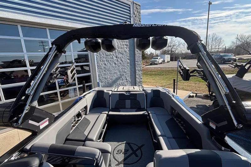 Slide: The Image of 2022 MasterCraft X26 boat interior with sleek seating and modern design. - 41