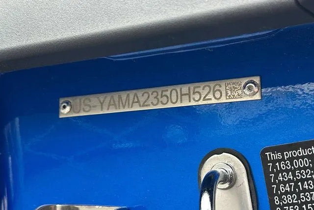 Slide: The Image of Yamaha WaveRunner 2026 serial number on blue background. - 17