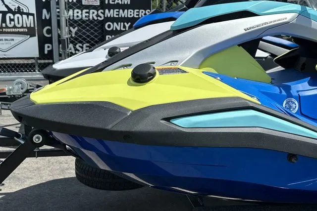 Slide: The Image of 2026 Yamaha WaveRunner Jetblaster Pro in blue and yellow, close-up view. - 24