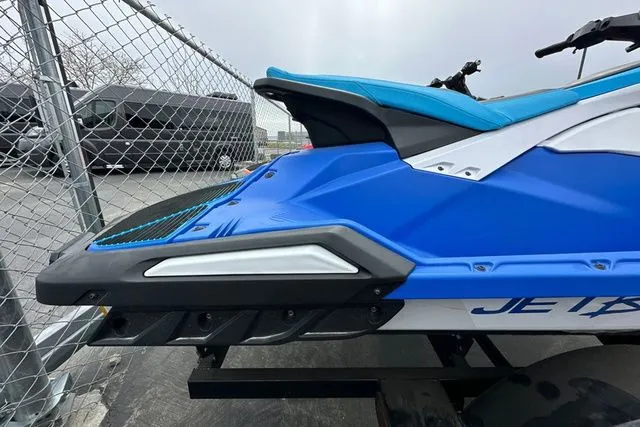 Slide: The Image of 2026 Yamaha WaveRunner JetBlaster in blue and white, side view. - 11