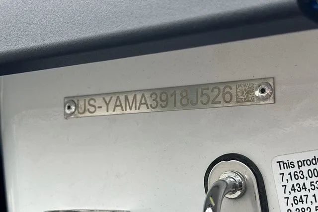 Slide: The Image of Yamaha WaveRunner 2026 serial number plate, JETBLASTER DLX, Azure Blue/White. - 34