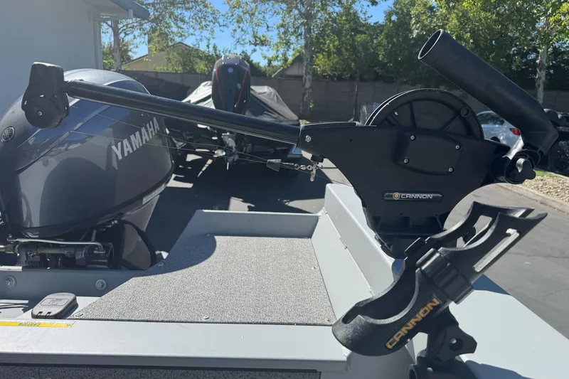 Slide: The Image of 2026 KingFisher 16 Falcon boat with Yamaha motor and Cannon fishing equipment. - 18