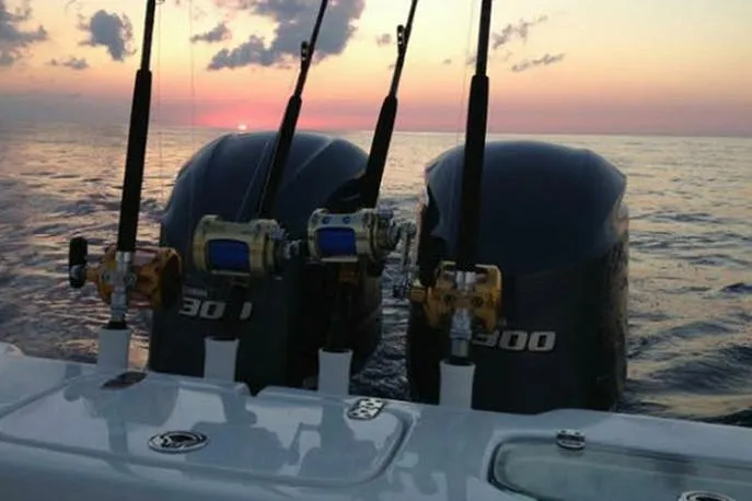 Slide: The Image of Manufacturer Provided Image: Cape Horn 31 T boat with fishing rods at sunset, 2026 model. - 17