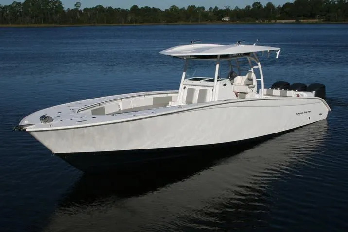 Slide: The Image of Manufacturer Provided Image: 2026 Cape Horn 36 XS boat on calm water, featuring sleek design and spacious deck. - 3