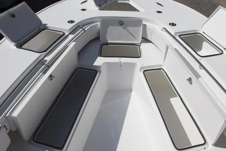 Slide: The Image of Manufacturer Provided Image: 2026 Cape Horn 36 XS boat interior with open storage compartments. - 7