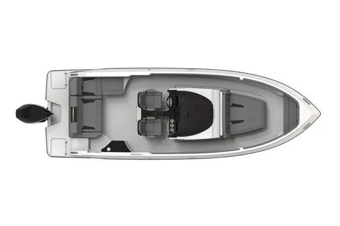 Slide: The Image of Manufacturer Provided Image: Top view of 2026 Monterey Elite 25 OB boat layout with seating and controls. - 38
