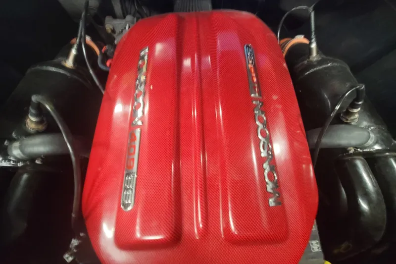 Slide: The Image of Red Monsoon 409 engine in 2014 Malibu Wakesetter 24 MXZ boat. - 23