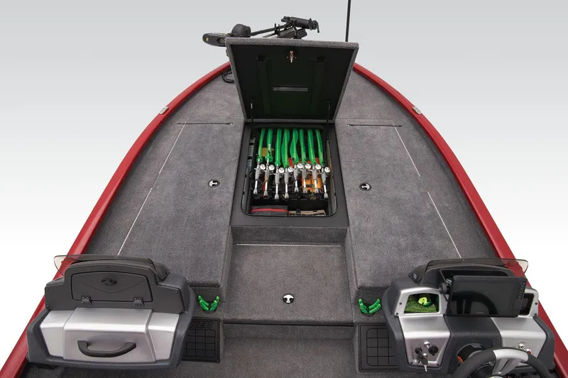 Slide: The Image of Interior view of 2025 Tracker Savage 215 boat storage compartment. - 23