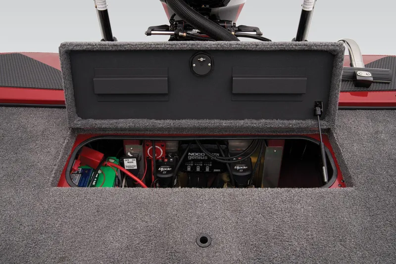 Slide: The Image of 2025 Tracker Savage 215 boat interior with seating and storage compartments. - 54