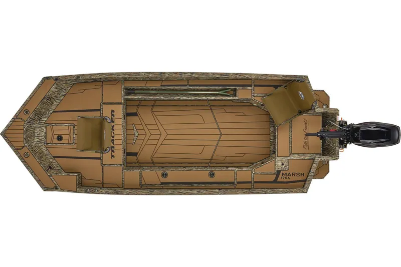 Slide: The Image of 2026 Tracker Grizzly 1756 T Marsh boat parked outdoors. - 5