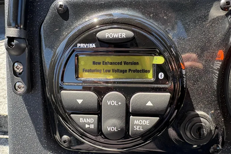 Slide: The Image of Control panel of 2026 Tracker Targa V-18 Combo with enhanced low voltage protection feature. - 36