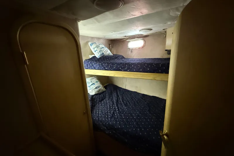 Slide: The Image of Cozy bunk beds in 1990 Denison Pilothouse Cockpit Motoryacht cabin interior. - 45