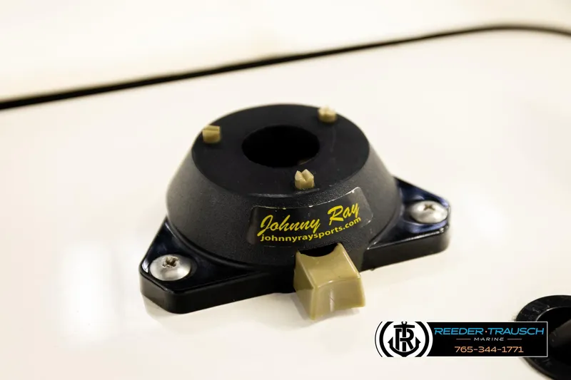 Slide: The Image of Mounting base on 2017 Bayliner Element F21 boat, featuring Johnny Ray branding. - 33