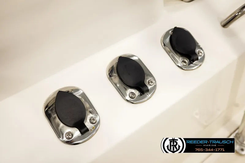 Slide: The Image of 2017 Bayliner Element F21 boat features three stainless steel deck fittings. - 41