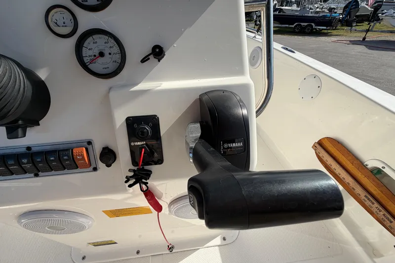 Slide: The Image of Control panel of 2020 Key West 176 Sportsman CC boat with Yamaha throttle. - 25