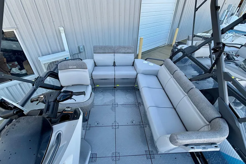 Slide: The Image of 2024 Sea-Doo Switch Sport 18 interior with spacious seating and modern design. - 9